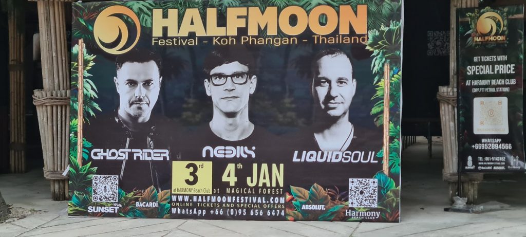 Halfmoonfestival poster with Ghostrider, Neelix und Liquid Sound